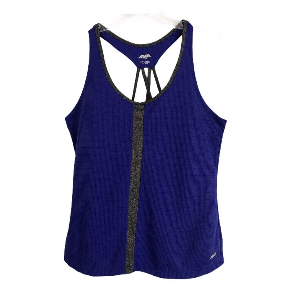 Avia Womens Shirt Size S Small Gray Blueish Purple Racerback Tank  Athletic